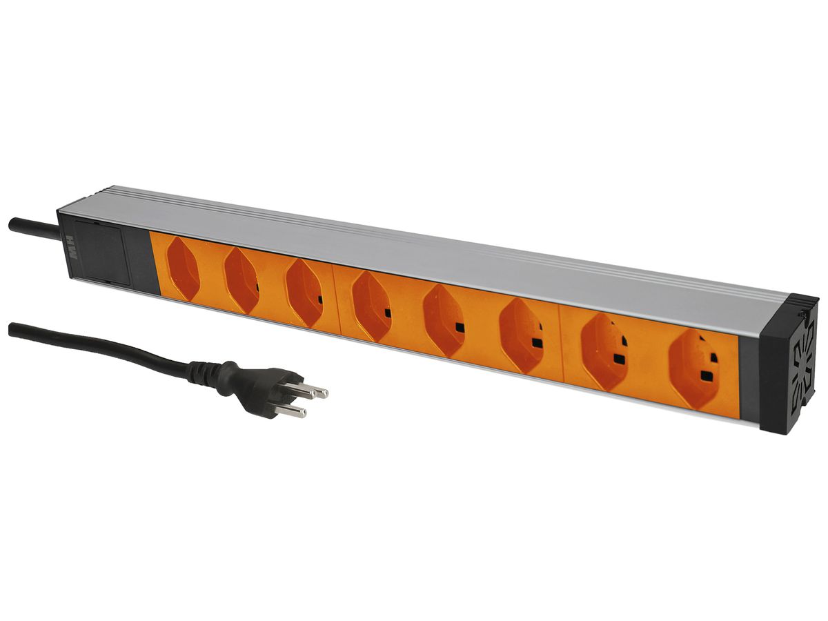 Mehrfachsteckdose PDU 19" MH maxCONNECT 8×T23 1HE Td 3×1.5mm² 3m alu-orange