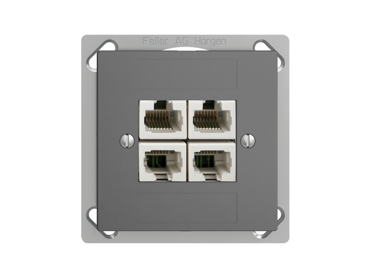 EB-Dose 4×RJ45/u 4P getr. EDIZIOdue dunkelgrau, ITplus