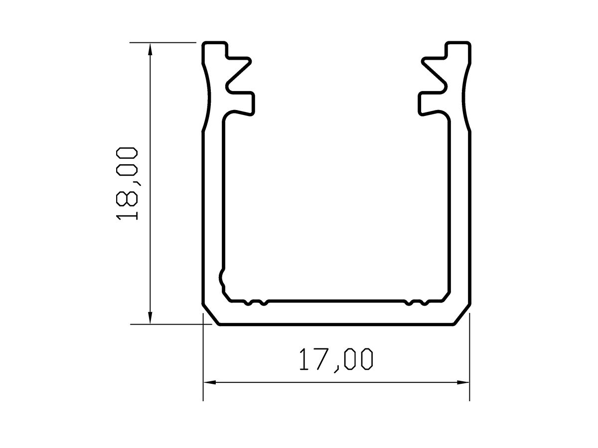 LED AP-Montageschiene CASAMBI PR-1618-Y2, 2000×18×17mm, eloxiert, silber
