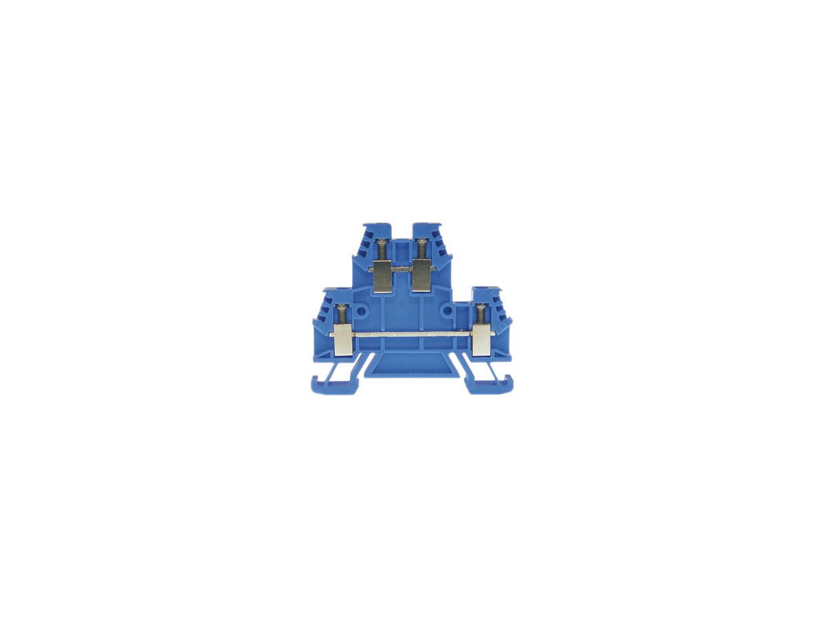 Durchgangs-Reihenklemme Woertz 0.5…4mm² 32A 500V Schraubanschluss 2×2 TH35 blau