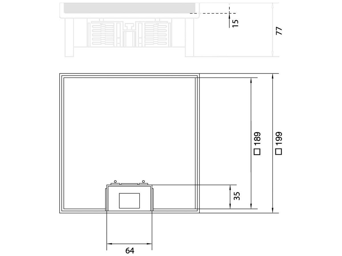 Edelstahlkassette Hager Q06 LE 6 22×200×200mm rostfreier Stahl