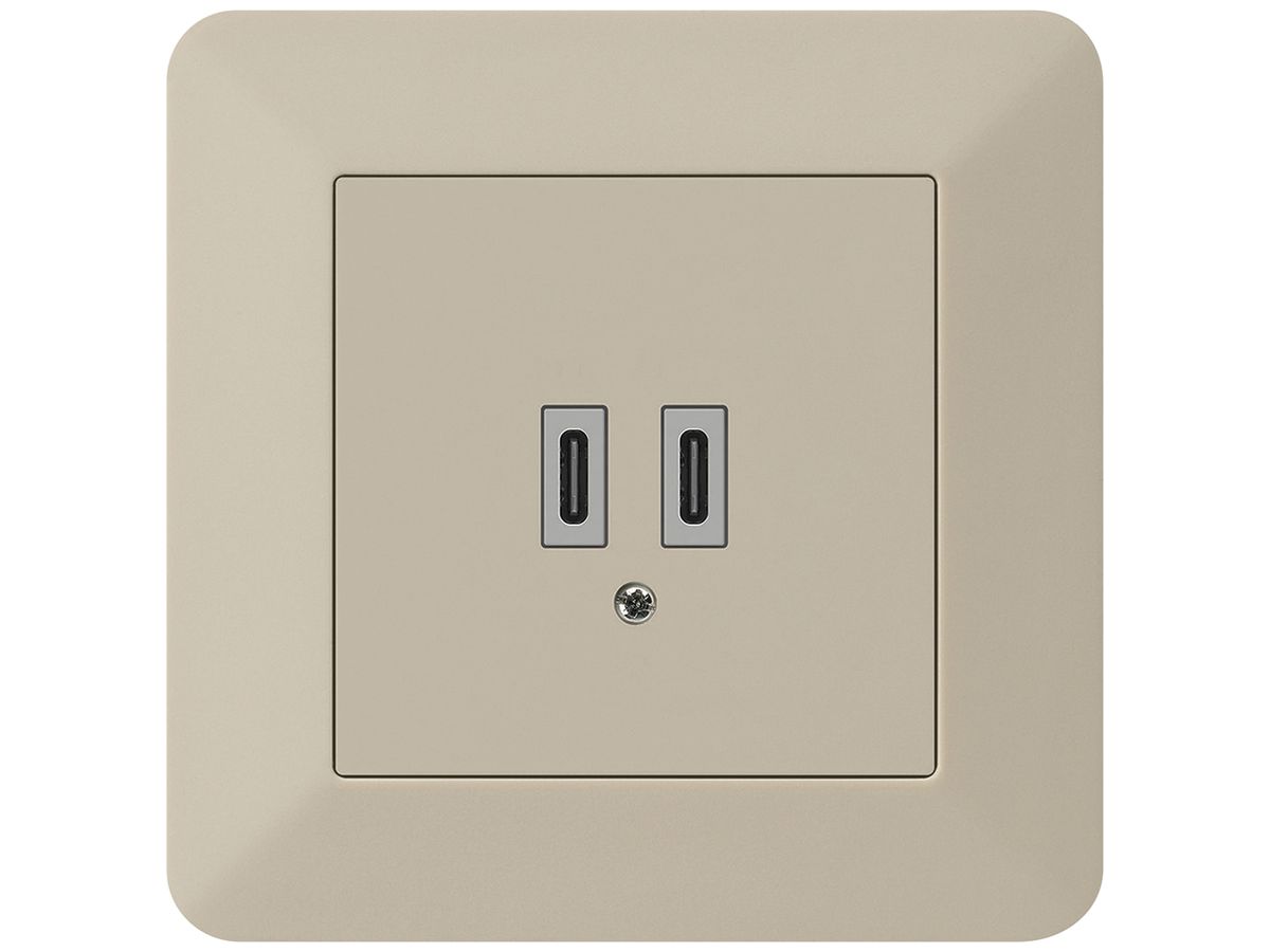UP-USB-Ladesteckdose Hager kallysto.trend C-C 20W 5V 94×94mm beige