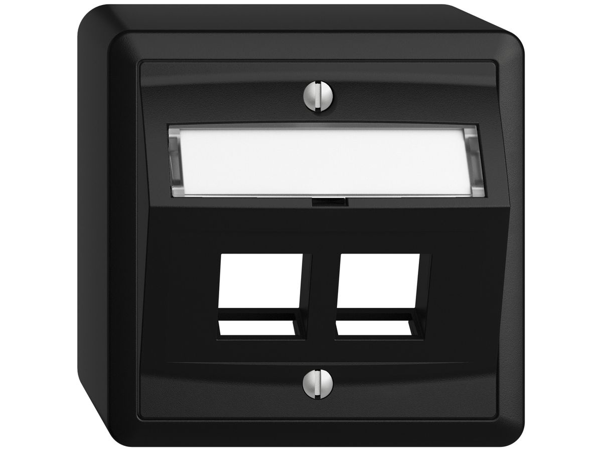 AP-Montageset EDIZIOdue, mit Schrägauslasshaube, für 2×Keystone, schwarz