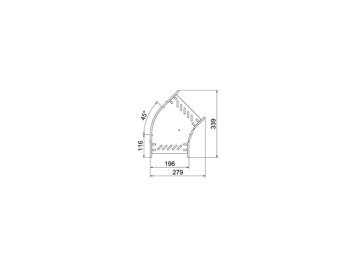 Bogen BET RB 45° 110×200mm Stahl bandverzinkt