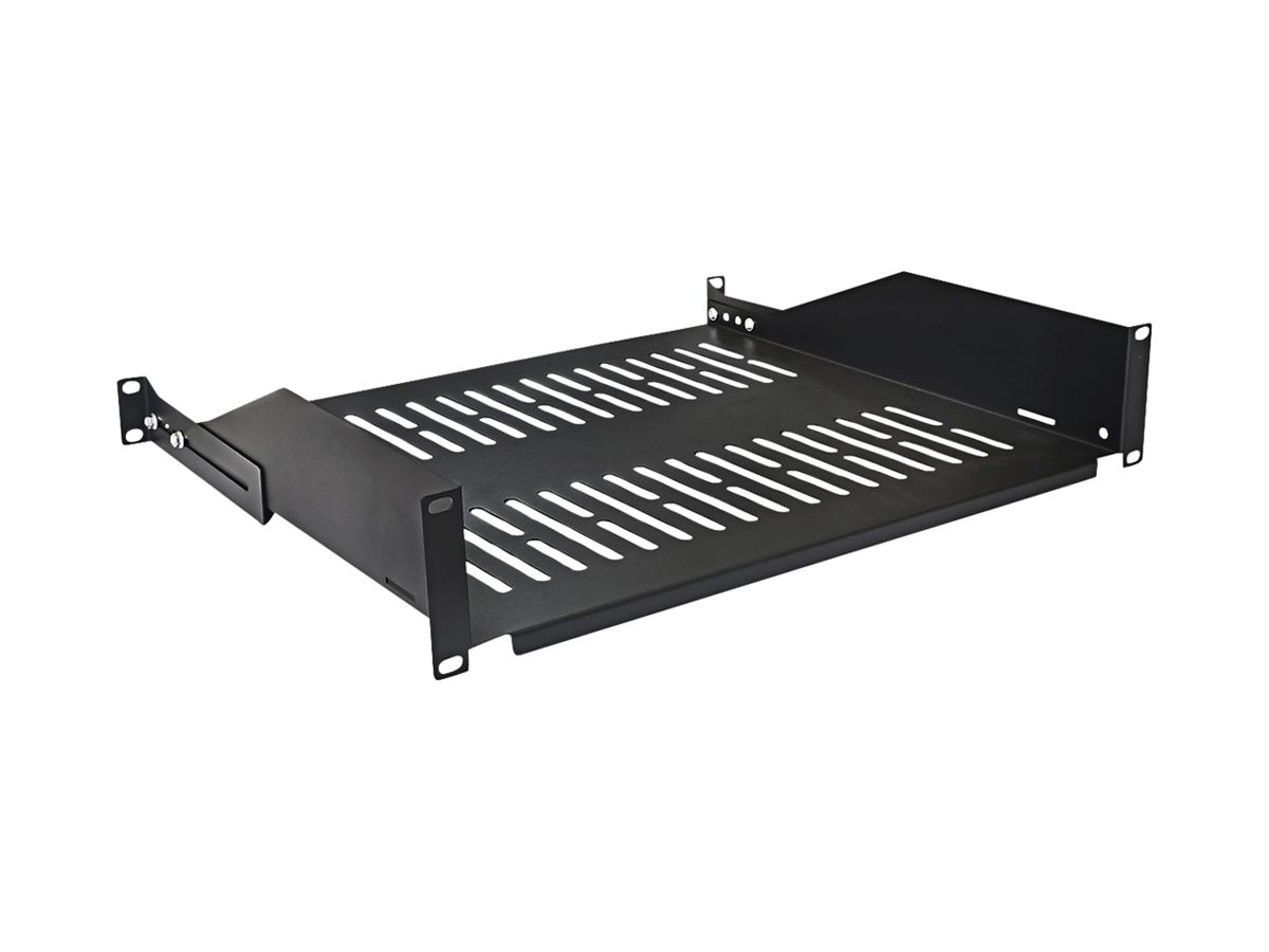 Geräteträger 19" VALUE 2HE 440×400mm T=402…510mm max. 25kg Stahl schwarz