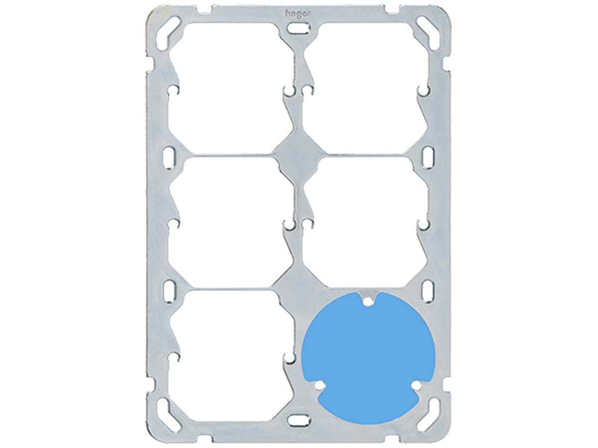 Befestigungsplatte Hager Gr.3×2 5×52 + 1×3P 137×197 mm alu