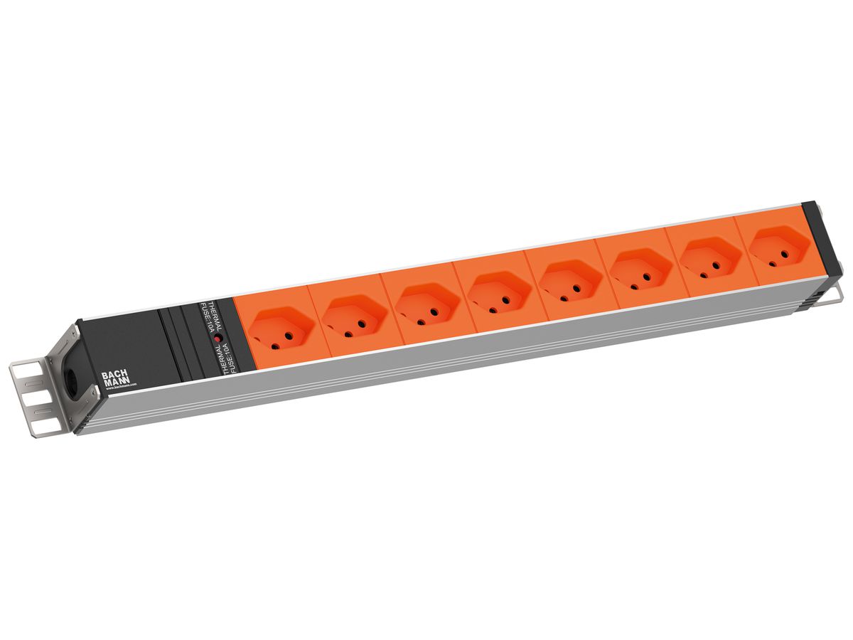 Steckdosenleiste 19" BACHMANN 8×T13 3m 1HE orange/aluminium