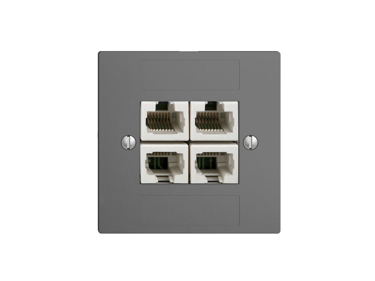 UP-Dose 4×RJ45/u 4P getr. EDIZIOdue dunkelgrau, ITplus