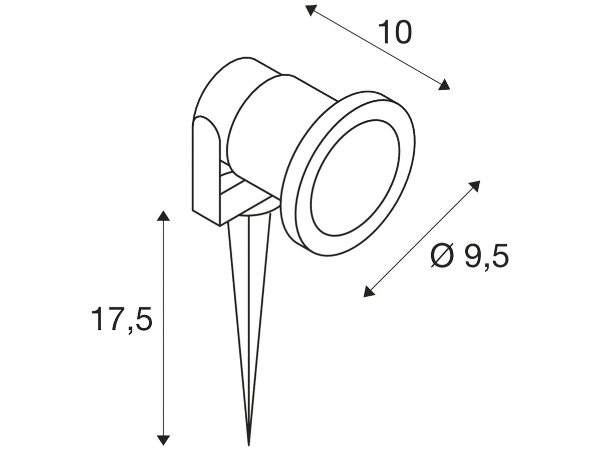 Spiessleuchte NAUTILUS SPIKE, GU10 35W Kabel 1.5m IP65 silbergrau
