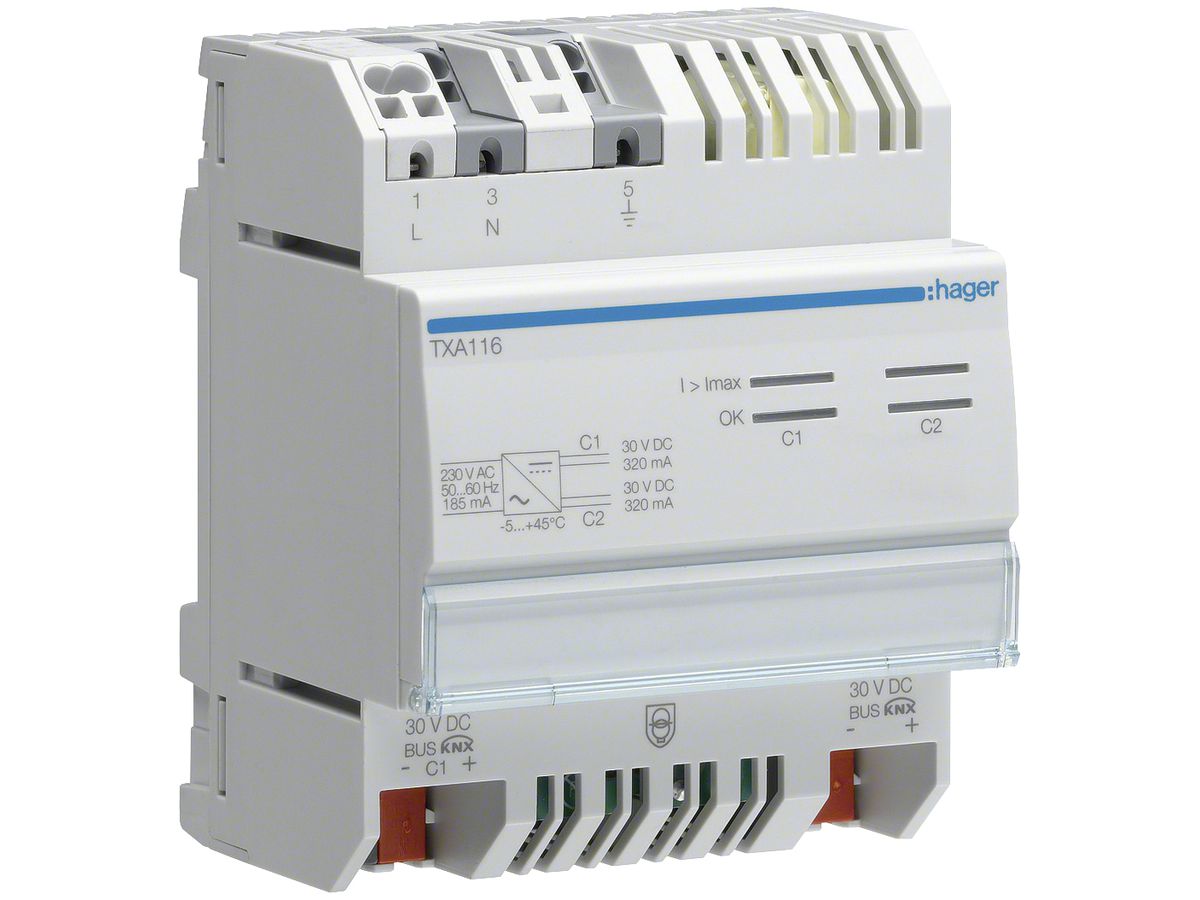 REG-KNX-Spannungsversorgung Tebis 2×30VDC 620mA