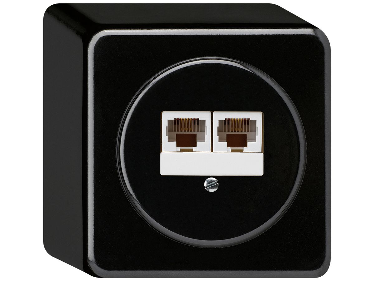 AP-Anschlussdose basico 2×RJ45u parallel schwarz