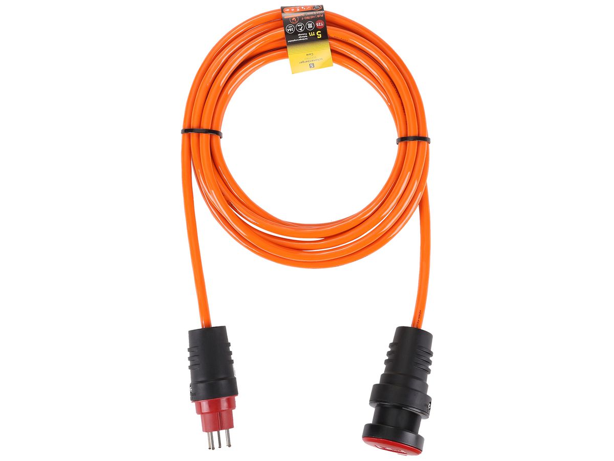 Verlängerungskabel Schönenberger PUR T25/T25 5×1.5mm² 16A IP55 5m orange