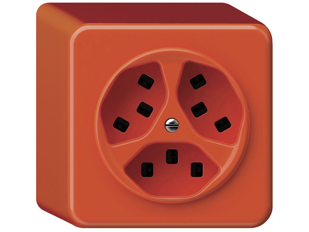 AP-Steckdose origin 3×Typ 23 16A 230V 88×88×54mm orange