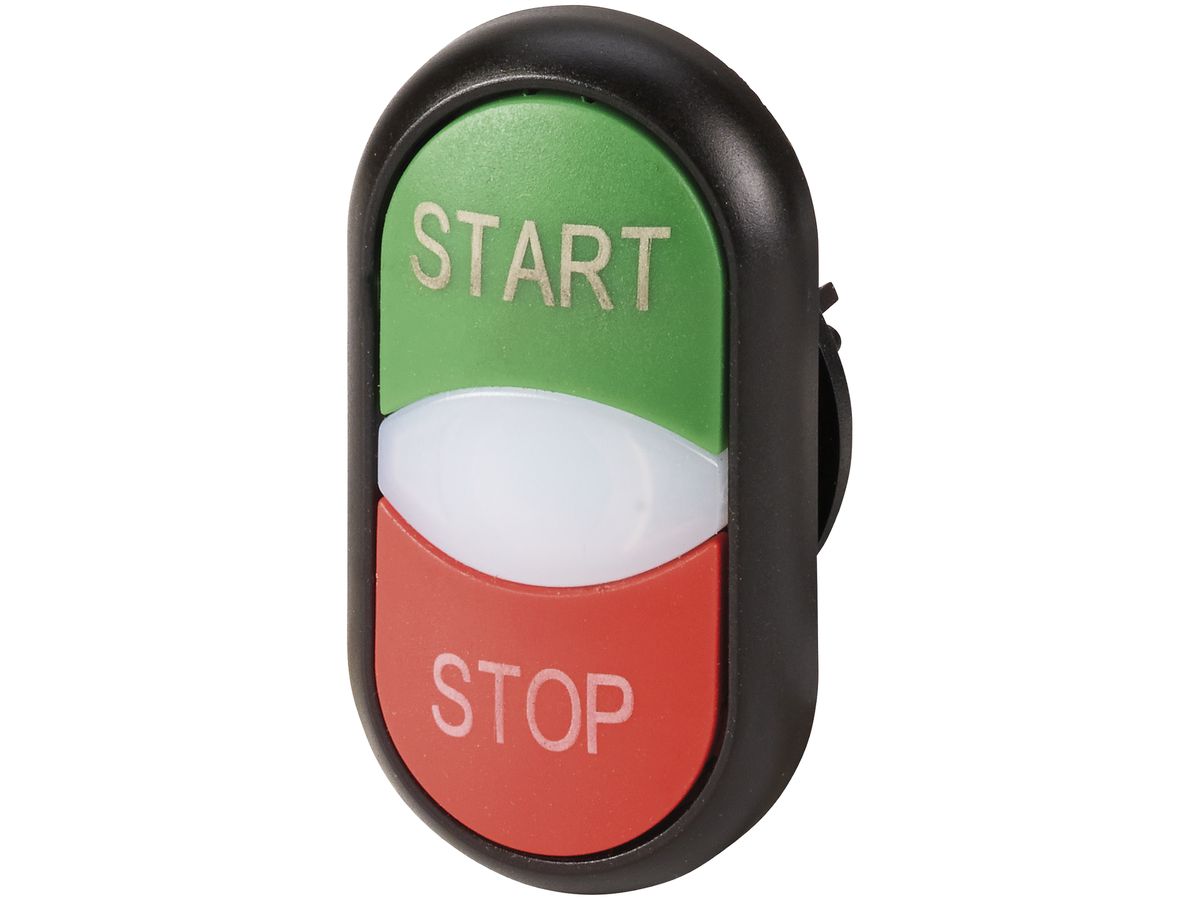 Doppeldrucktaste ETN RMQ flach START/STOP grün/rot, Ring schwarz