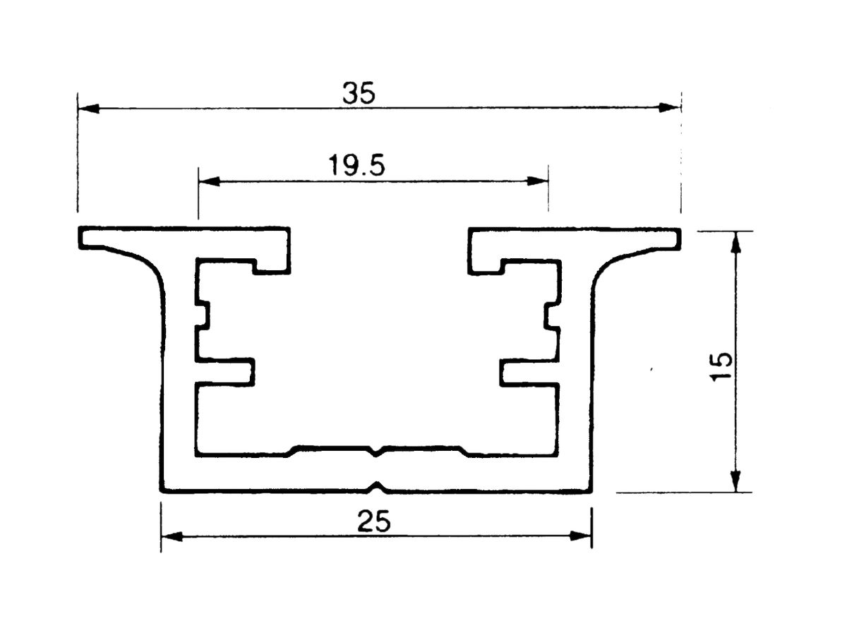 Apparateschiene Al 35×15mm L=6m