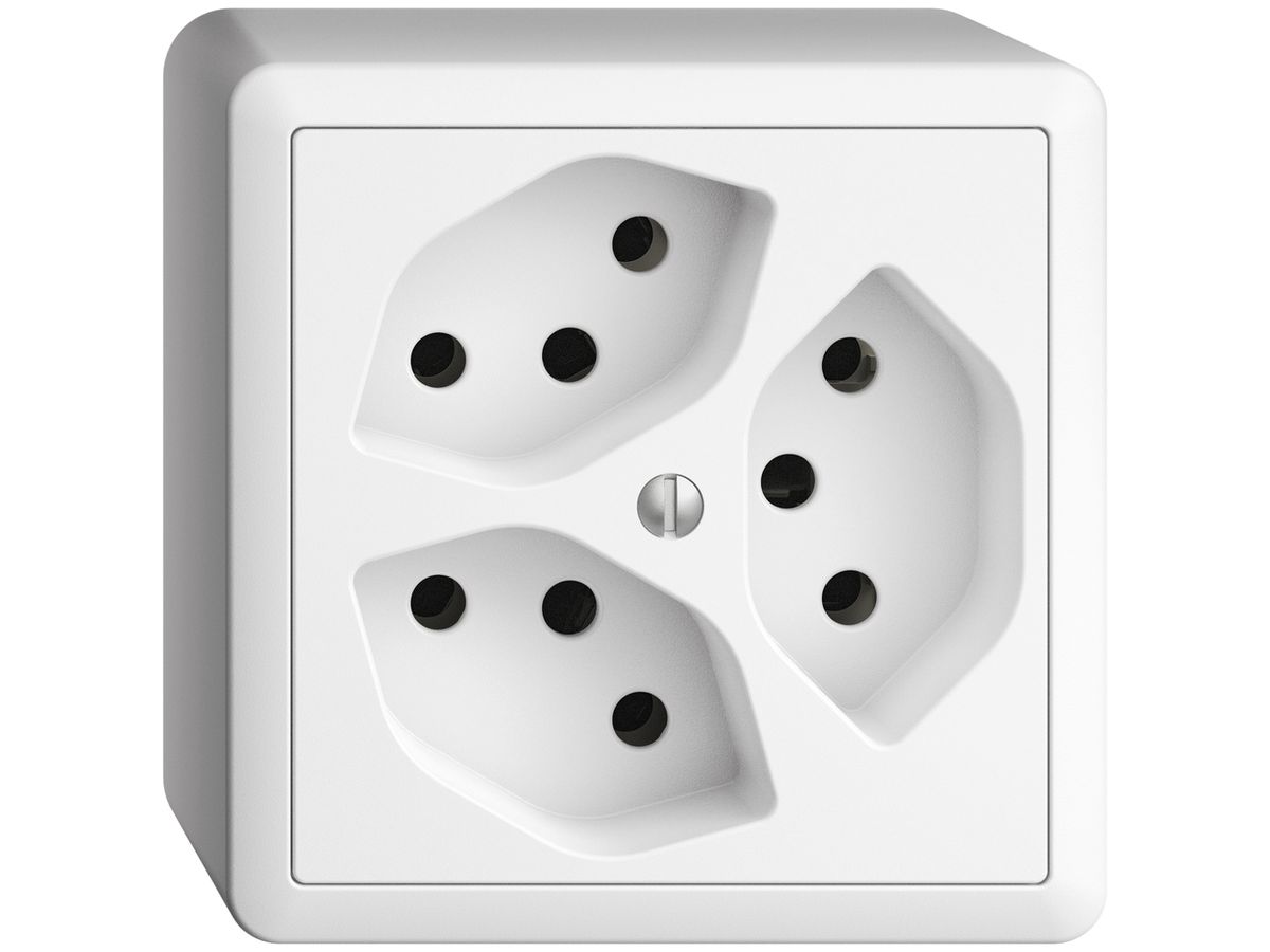 AP-Steckdose EDIZIOdue 3×T13 weiss