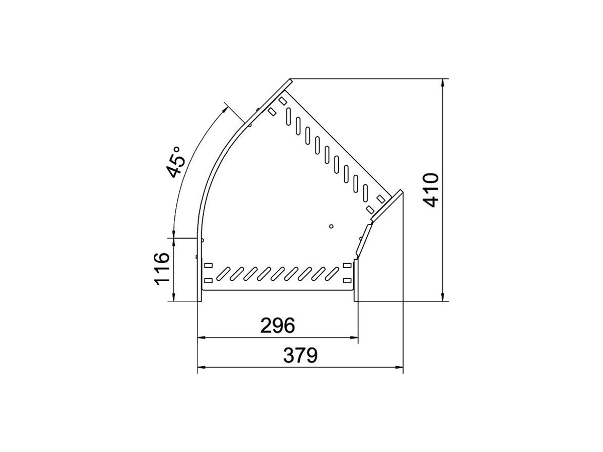 Bogen BET RB 45° 85×300mm Stahl feuerverzinkt