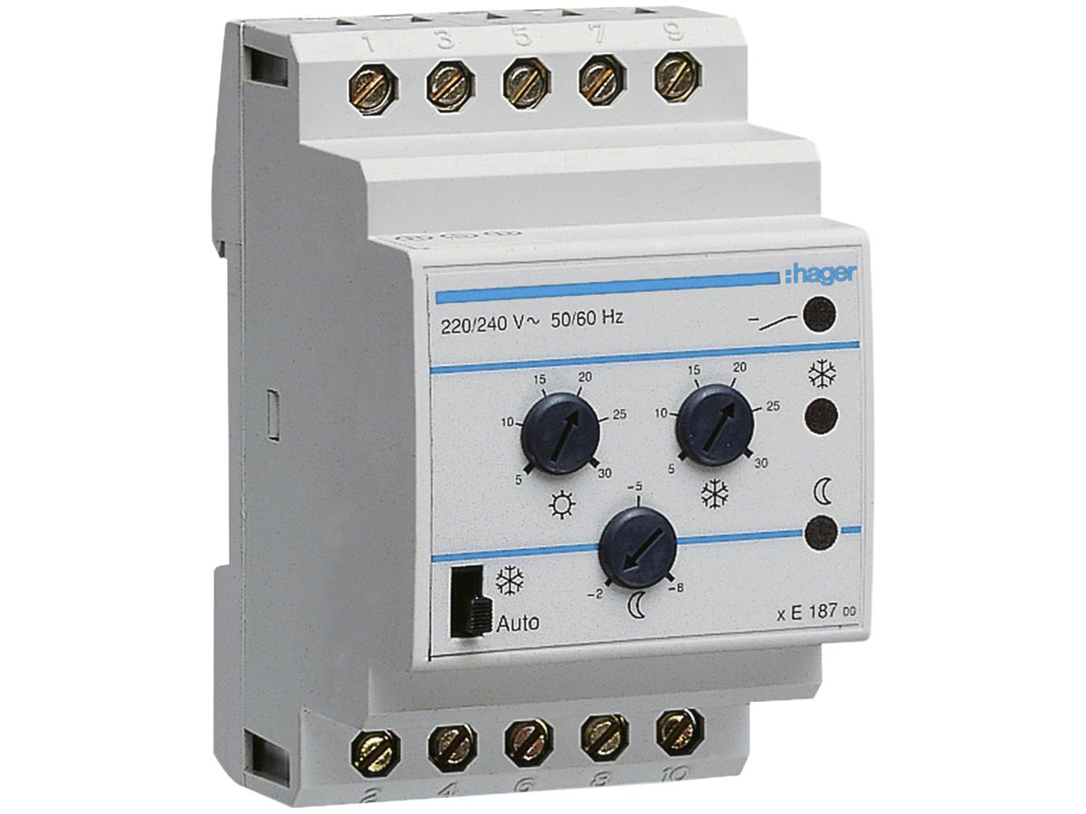 Thermostat Hager multifunktional 1 Wechselkontakt 2A für EK081/EK082/EK083