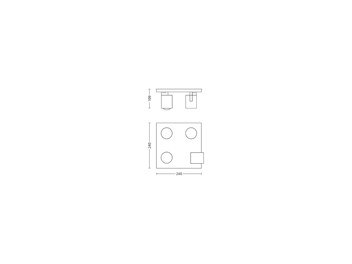 Spot Philips RUNNER GU10 4×20W 240×240mm schwarz