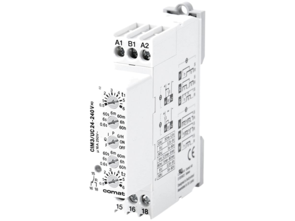 REG-Zeitrelais ComatReleco CIM3, 24…240VAC/DC, 16A 250VAC