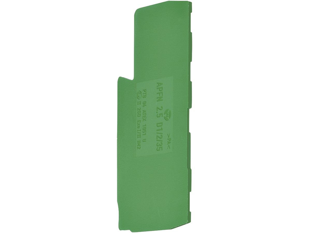 Abschlusswand Hager für KYA02EH3, KYA02EP PE-Klemmen 2.5mm² grün-gelb