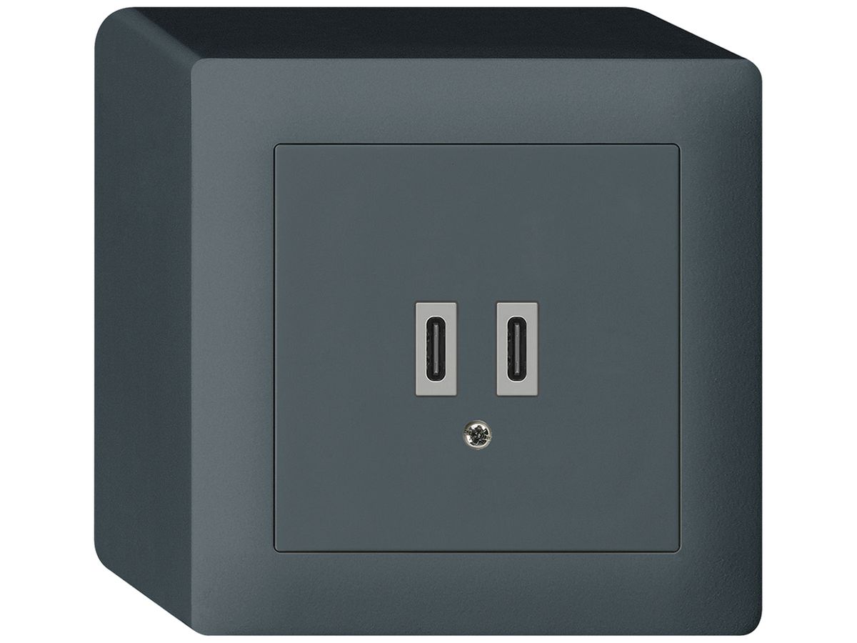 AP-USB-Ladesteckdose Hager kallysto C-C 20W 5V 86×86mm anthrazit