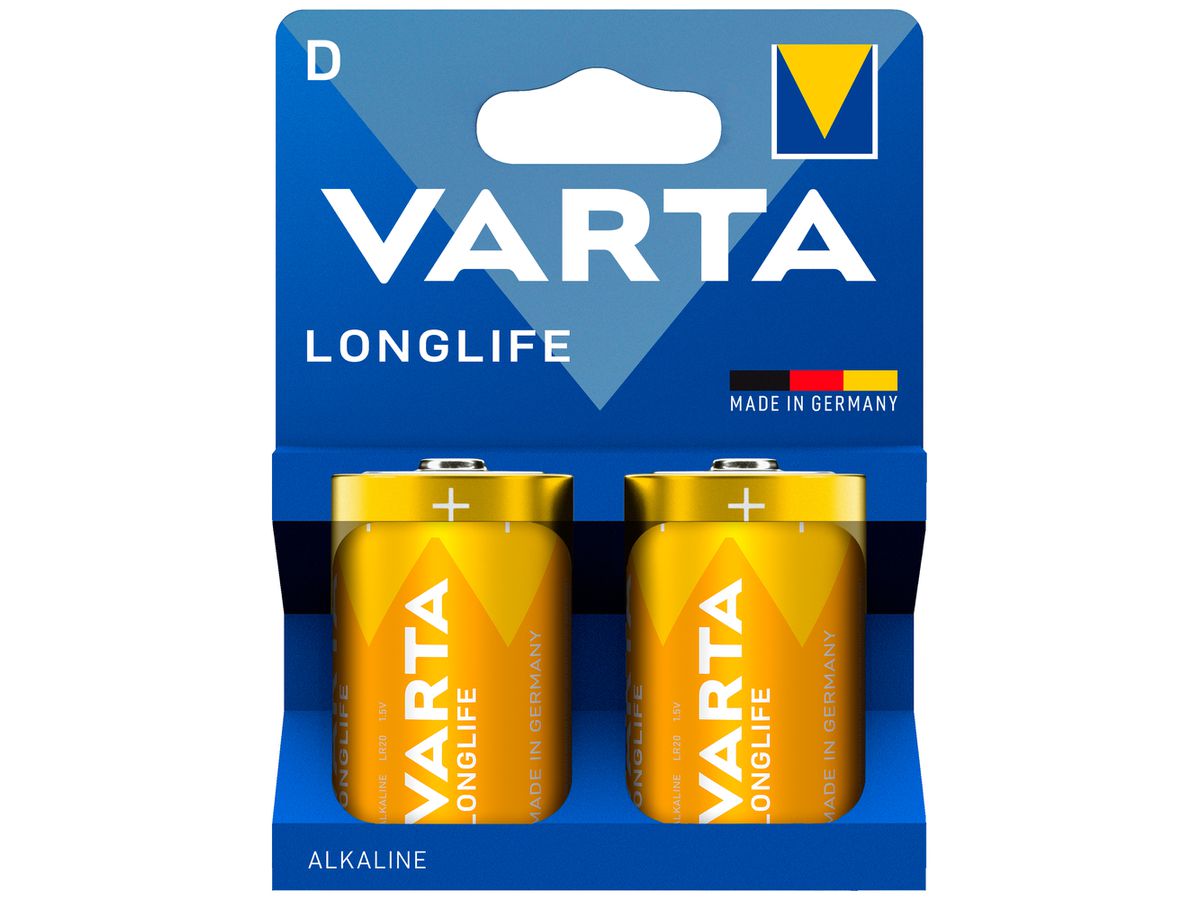 Batterie VARTA Consumer Longlife D Alkali-Mangan 1.5V Blister à 2 Stück