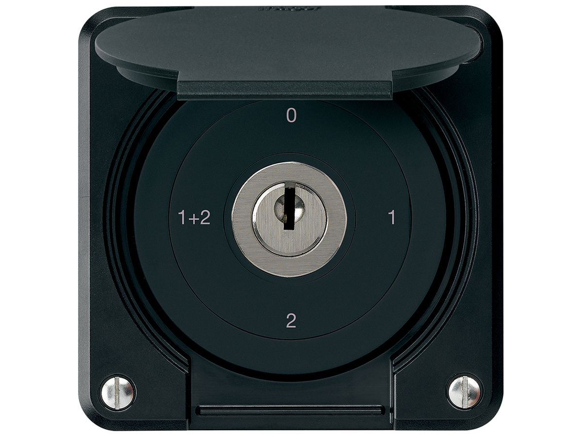 UP-Schlüsselschalter robusto IP55 mit Klappdeckel S1/1P schwarz für Kombination