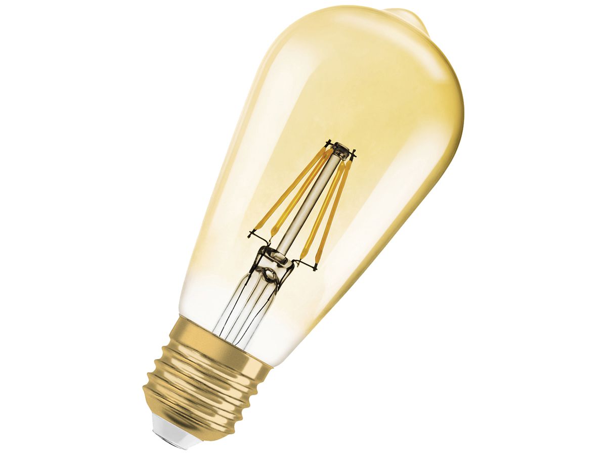 LED-Lampe LEDVANCE Vintage Edison E27 6.5W 725lm 2400K DIM Ø64×143mm klar Gold