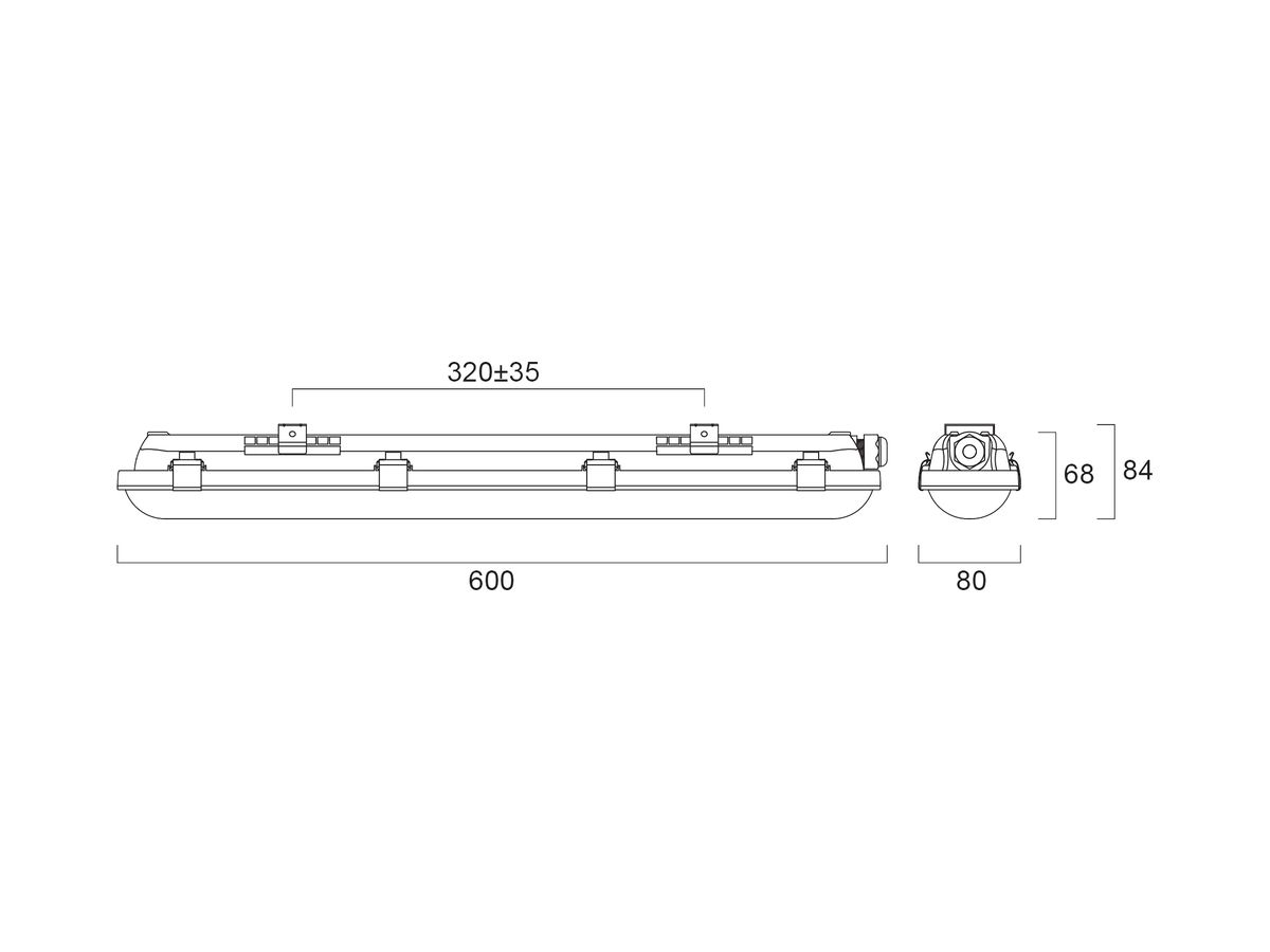 LED-Feuchtraumleuchte Sylvania Start Eco 16W 2400lm 3000…6500K IP65 600mm grau