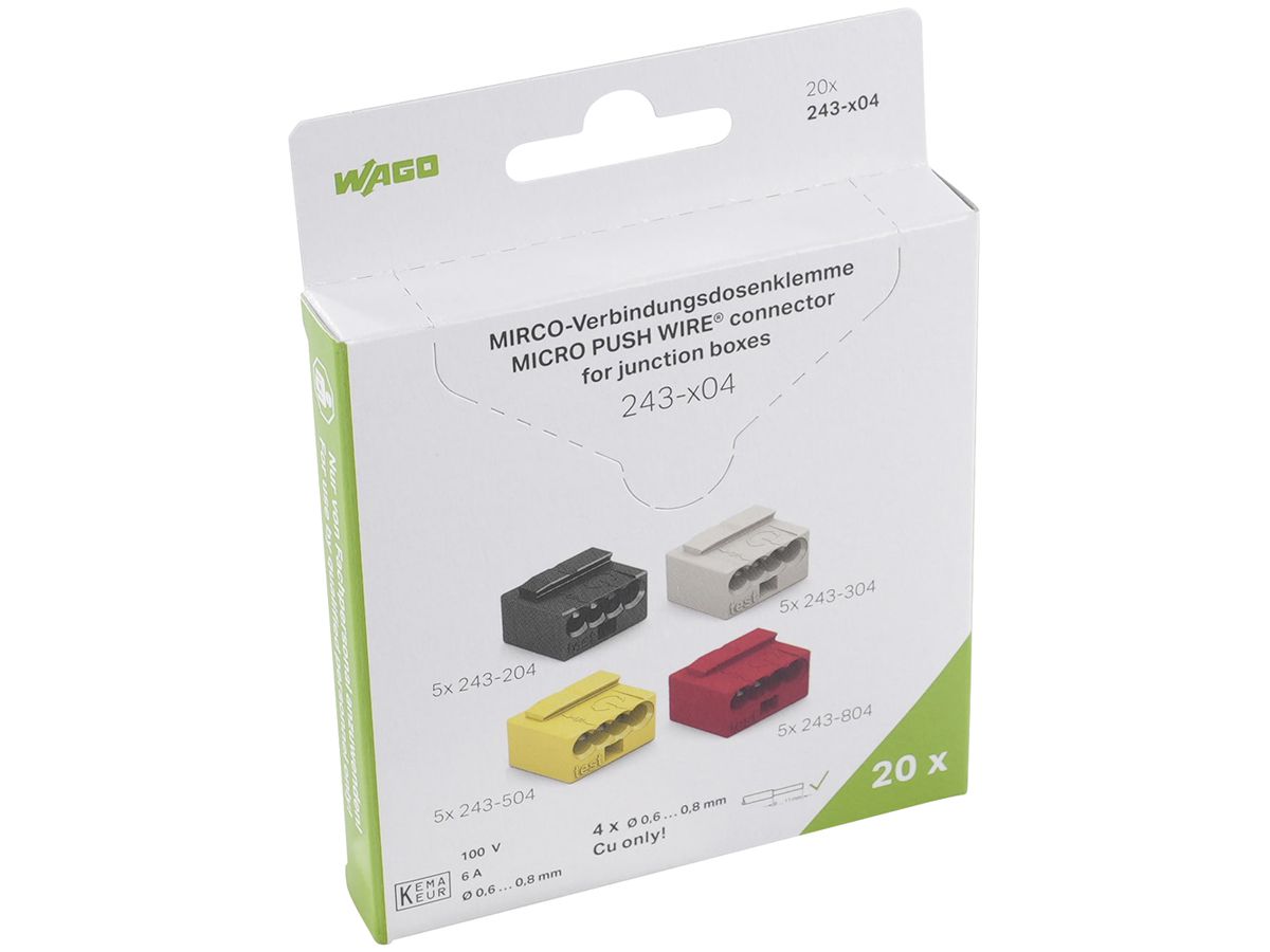 Micro-Klemme WAGO Micro 243-9294 in Blister 20 Stück 4L Ø0.8mm
