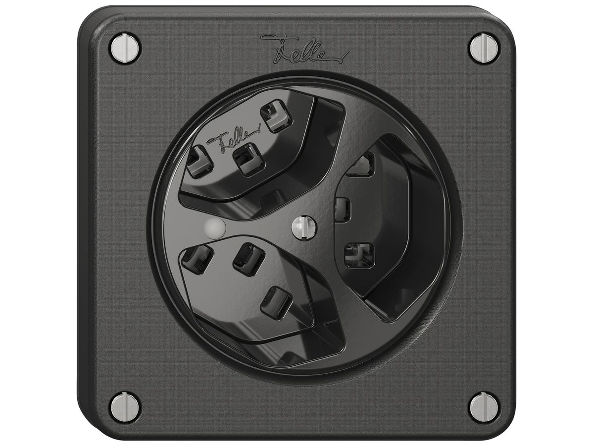 Steckdose NEVO SNAPFIX® 3×T23 16A 250V beleuchtet 87×87×32mm IP21 sz