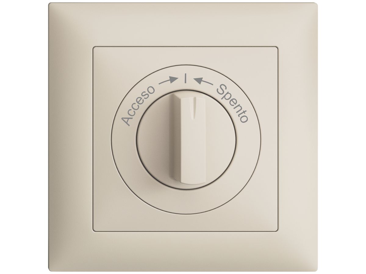 Frontset Acceso->I<-Spento EDIZIOdue crema 88×88mm für Drehschalt
