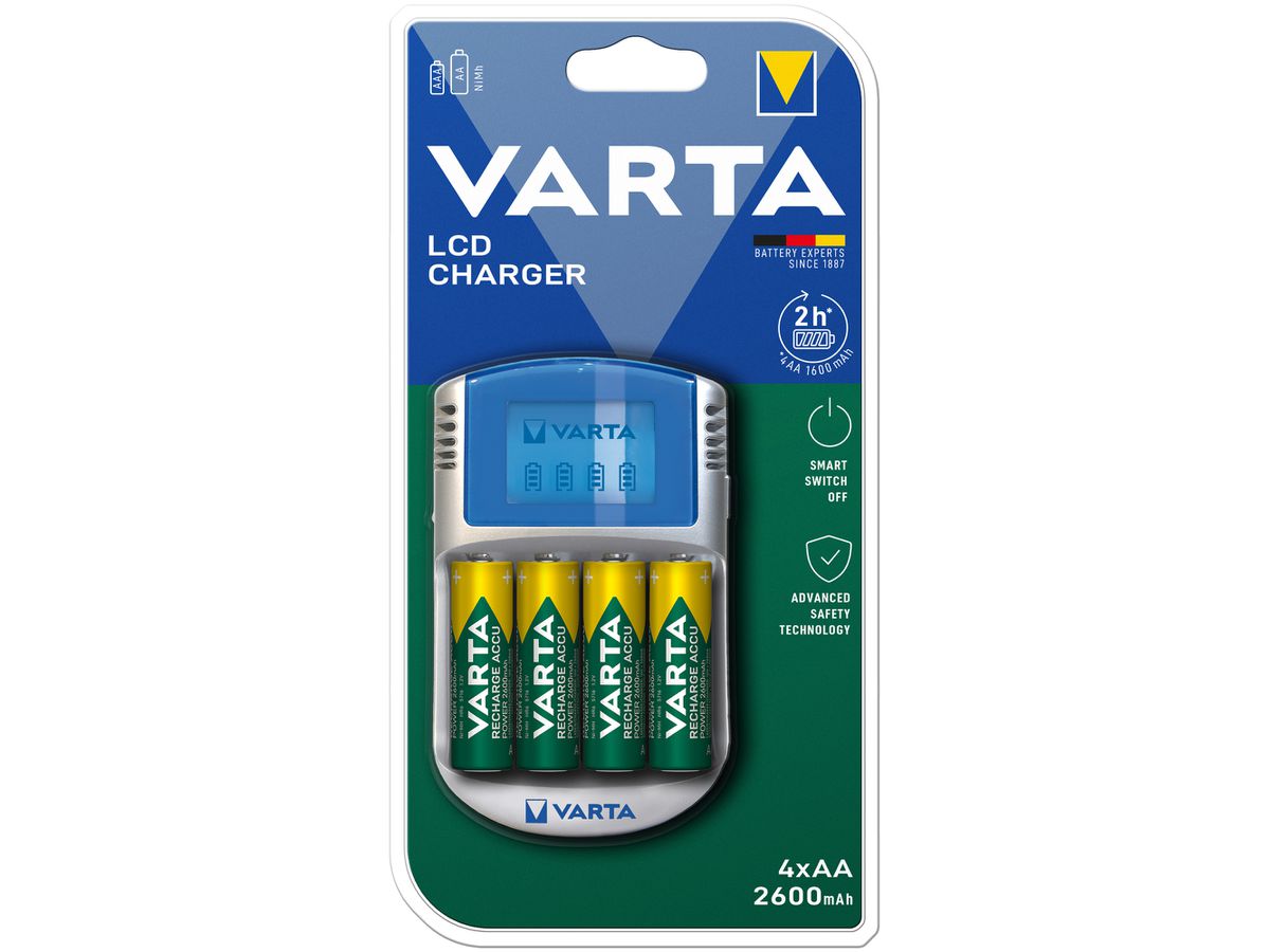 Ladegerät VARTA LCD Charger mit 4×AA 2.5Ah Ready To Use