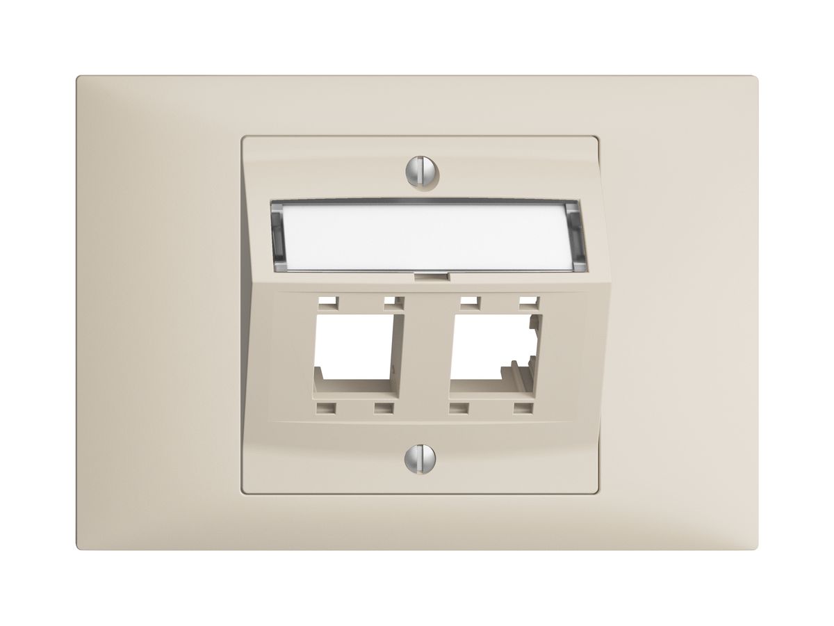 EB-Montageset EDIZIOdue BKE, mit Schrägauslasshaube, für 2×RJ45, crema