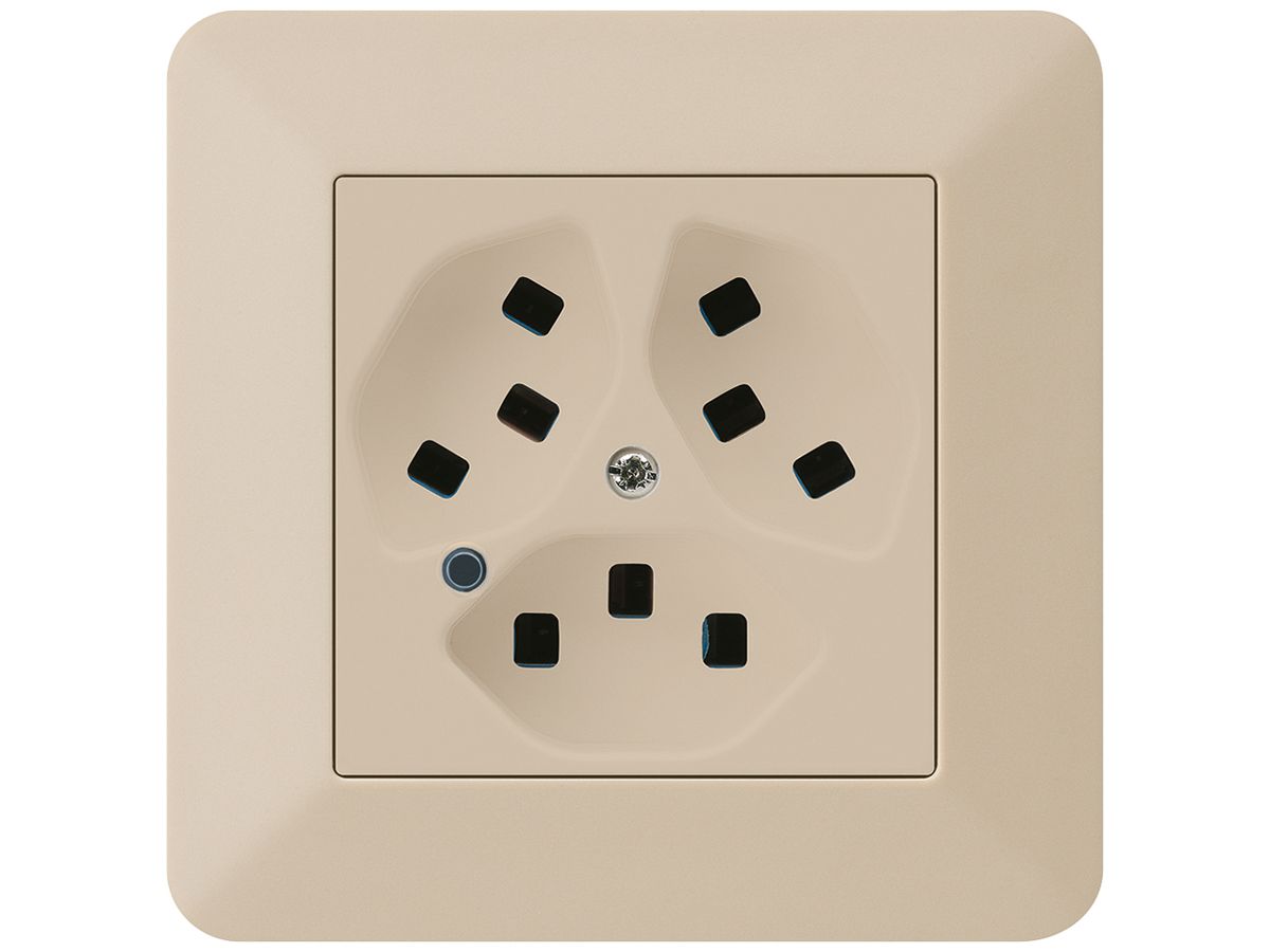 UP-Steckdose Hager kallysto.trend 3×T23 beleuchtet C beige