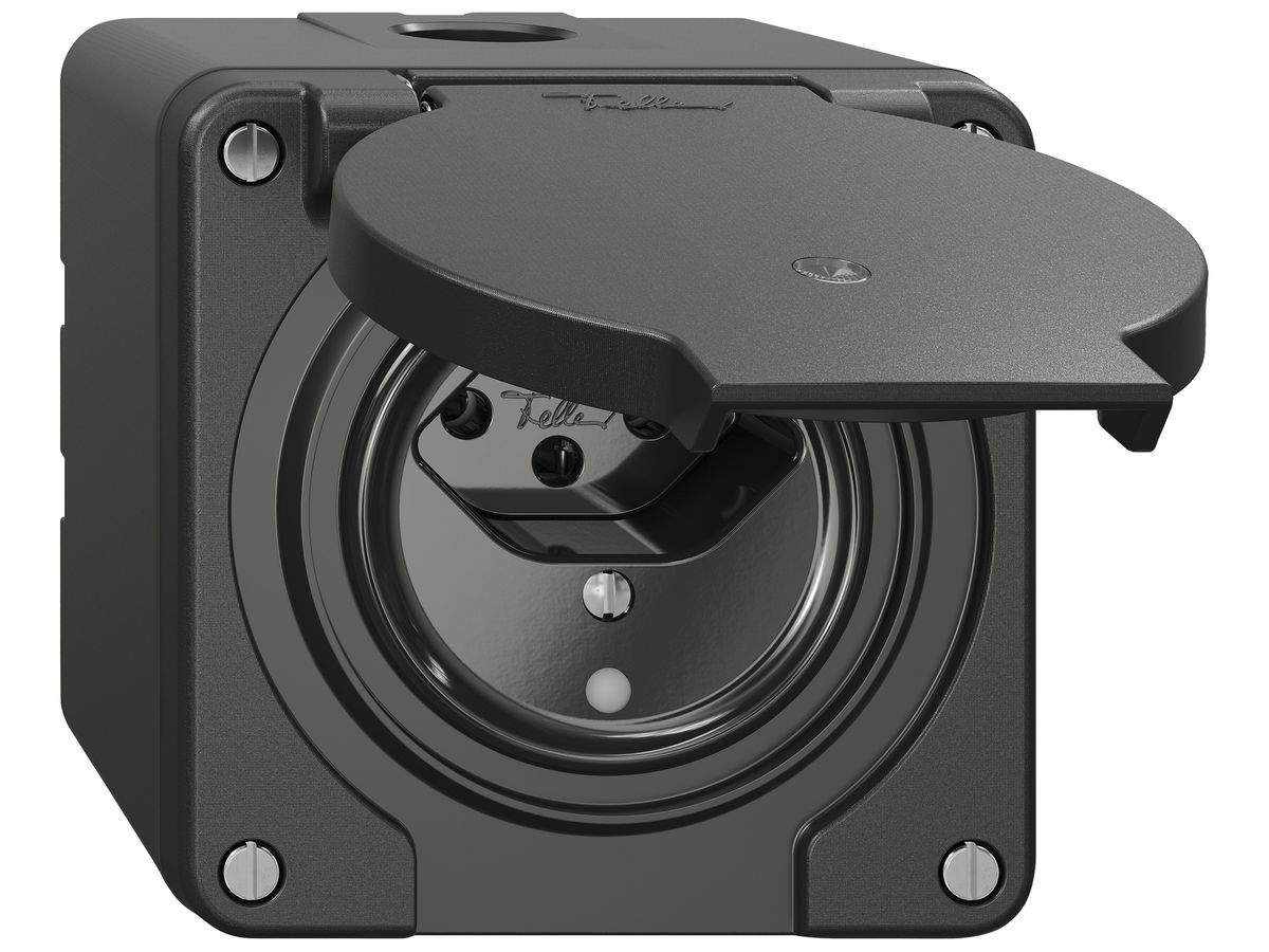 AP-Steckdose NEVO SNAPFIX® 1×T13 10A 250V beleuchtet 87×87×70mm IP21 sz