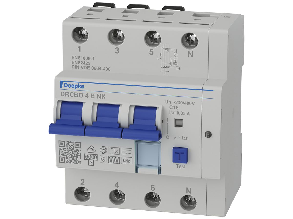 Fehlerstrom-/Leitungsschutzschalter Doepke DRCBO 4 Typ B NK 3L+N 16A 30mA 6kA C