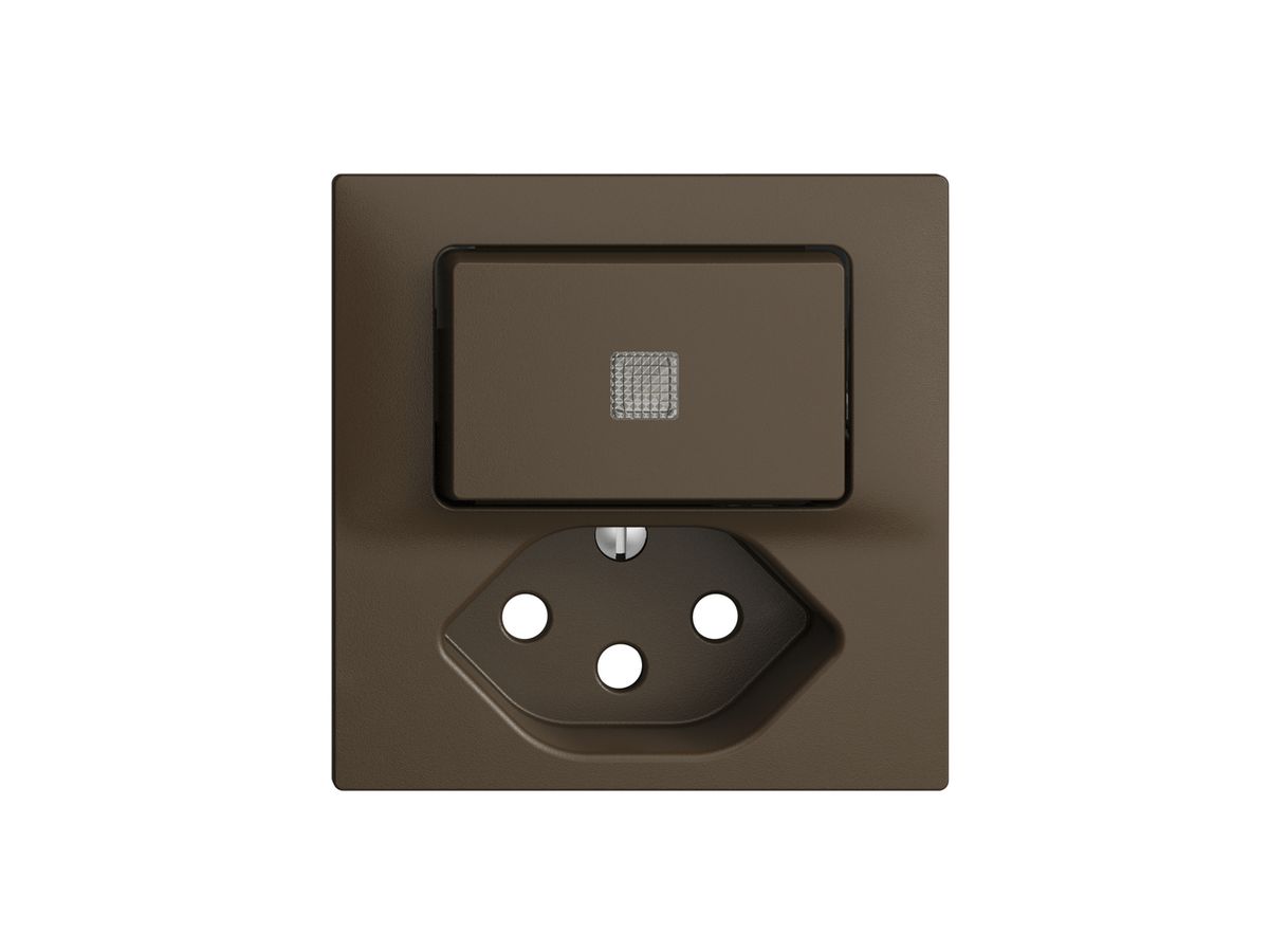 Frontset 60×60mm EDIZIOdue coffee T13 mit Linse, mit Kinderschutz