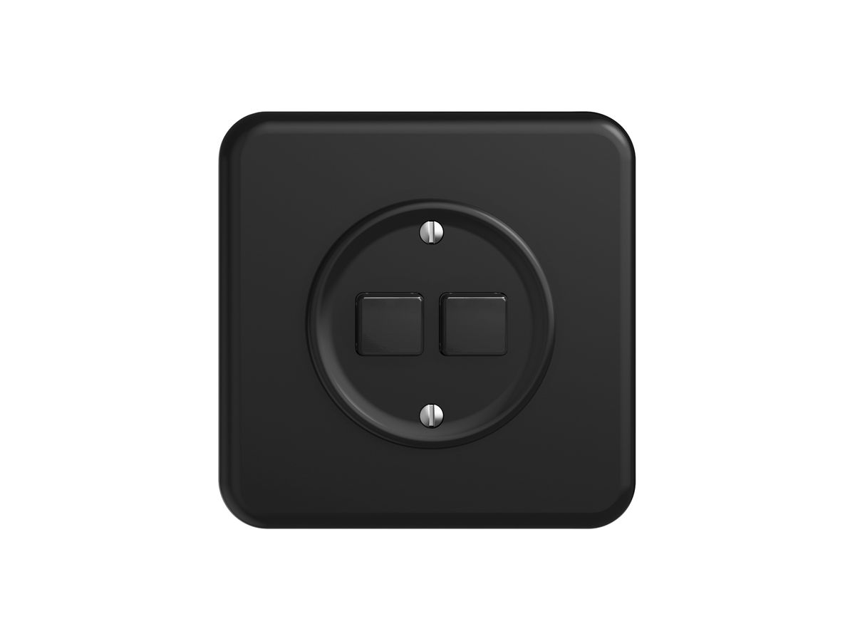 UP-Druckschalter STANDARDdue Wiser m.Nebenstelle 2T 2B schwarz