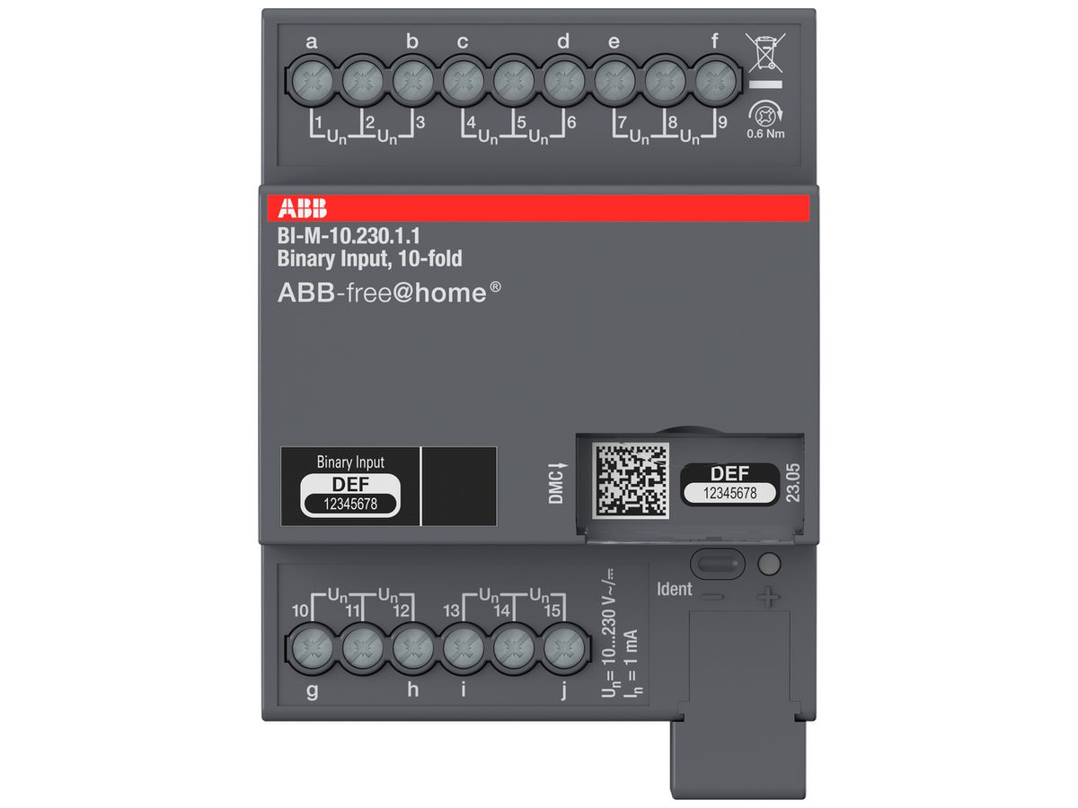 REG-Binäreingang ABB free@home 10×Eing IN:10…230VAC/DC 4TE