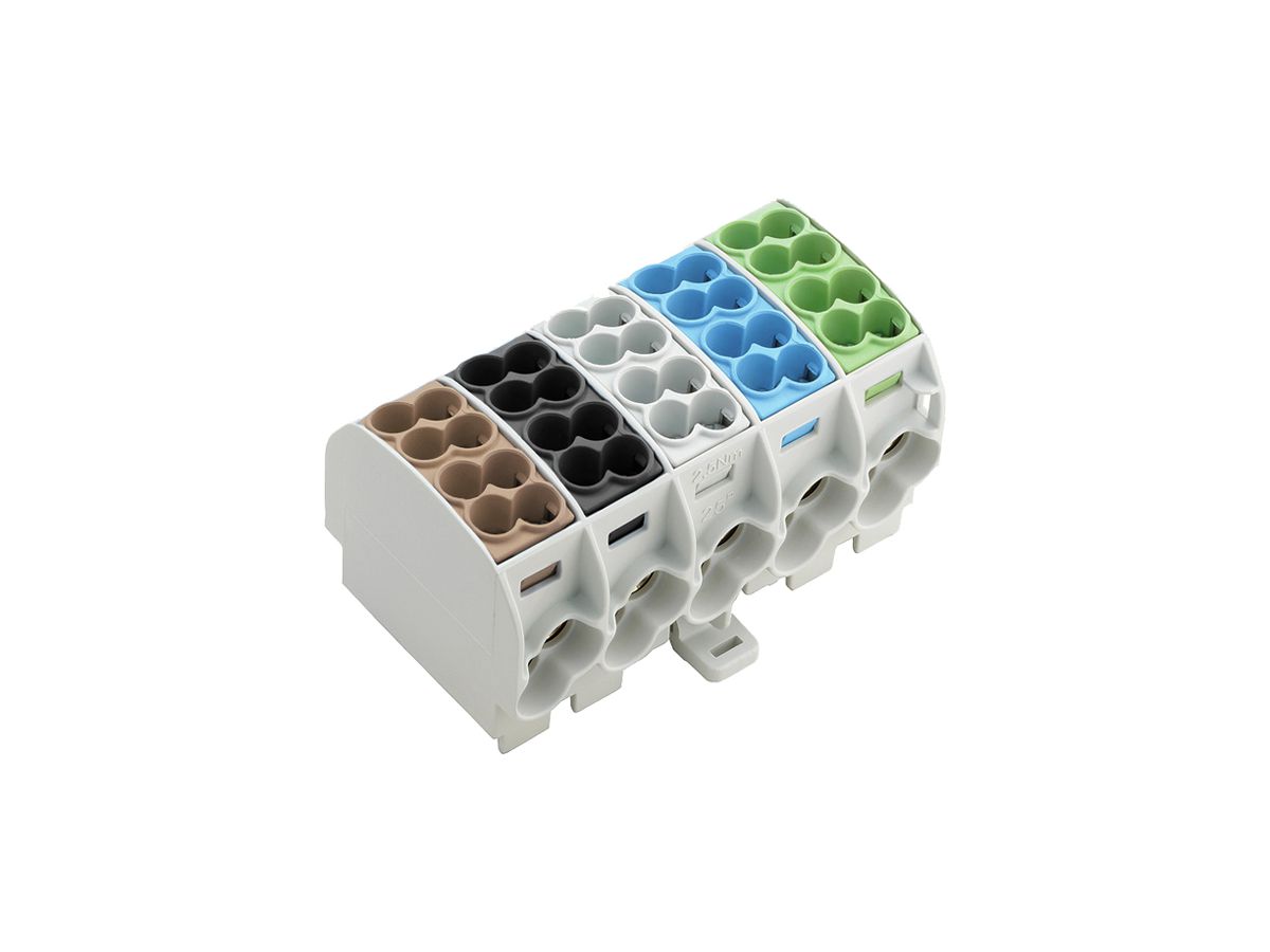 Verteilerblock WM WPD 501 5P 152A 10×Eing 10×Ausg 1.5…25mm² 1.5…25mm²