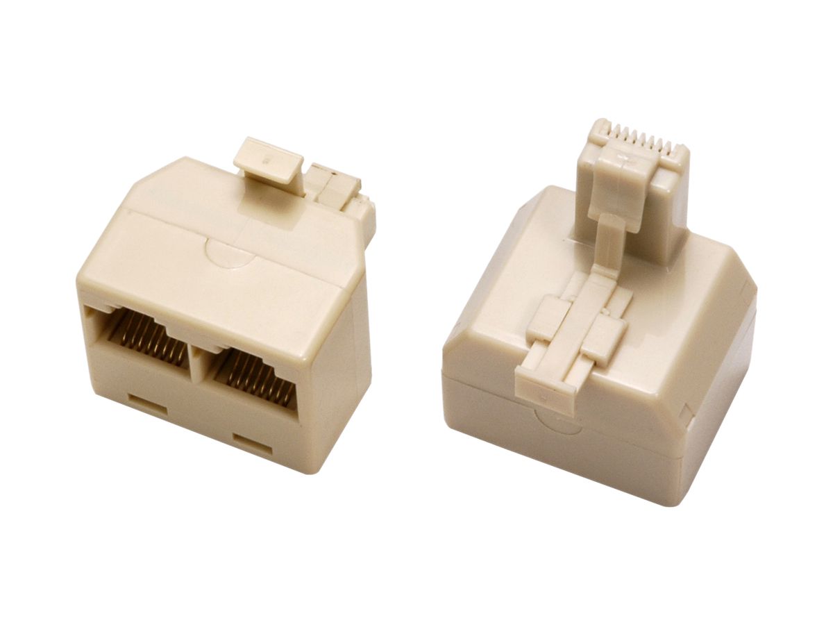 Direktadapter RJ45m/2×RJ45f UTP, beige