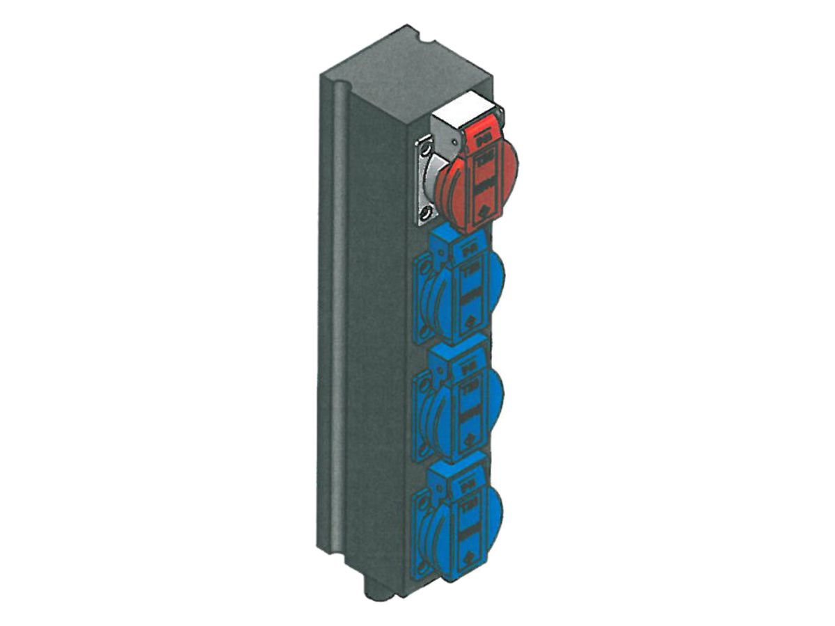 Stromverteiler Flexo II Kunststoff 3×T23/1×T25 mit Deckel