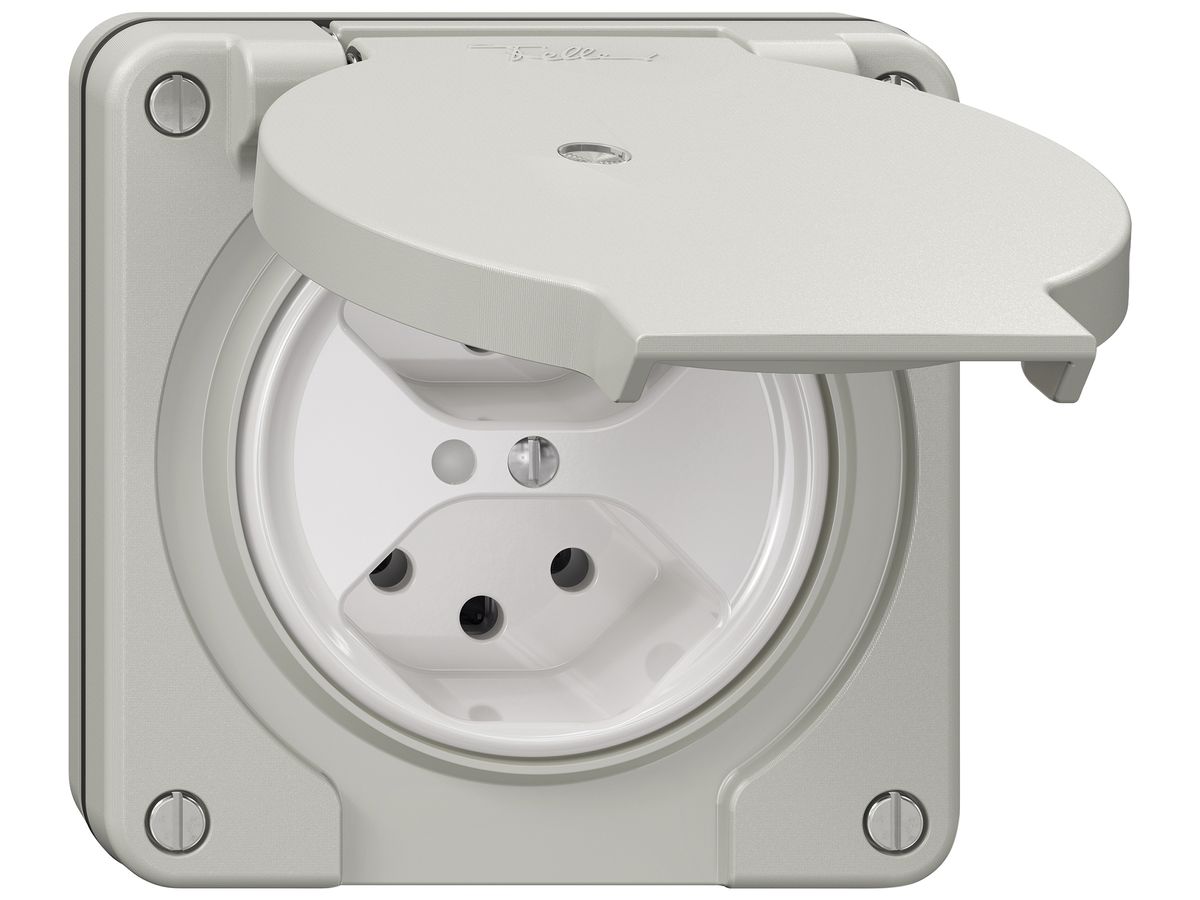UP-Steckdose NEVO SNAPFIX® 2×T13 10A 250V beleuchtet 87×87×32mm IP21 lgu