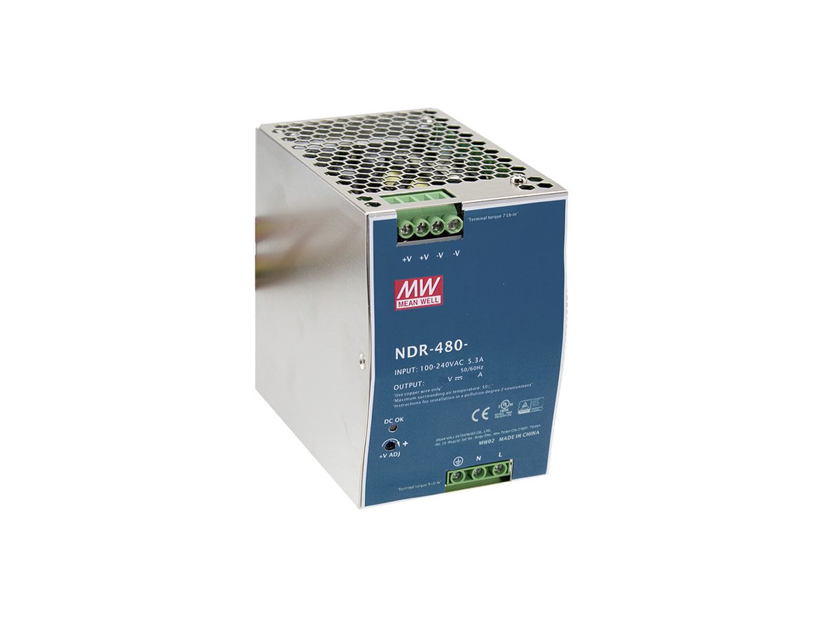 EB-Schaltnetzteil MEAN WELL NDR-480-24 IN: 90…264VAC OUT: 24VDC/480W 85.5mm