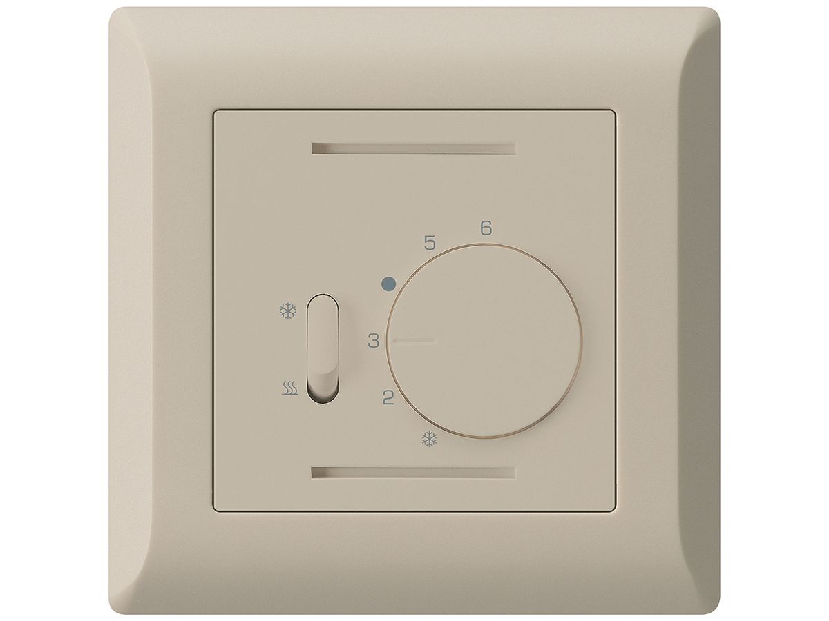 UP-Thermostat Hager kallysto.line, mit Schalter Heizen/Kühlen, beige
