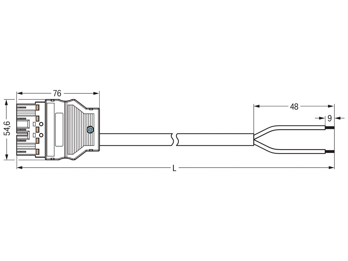 Anschlussleitung MIDI 2×1.5mm² 20A 250V 3m Cod.I Stecker-freies Ende blau Cca
