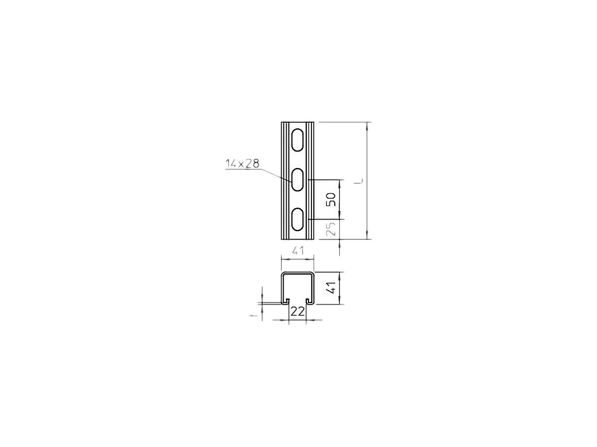 Profilschiene Bettermann 1000×41×41mm tauchfeuerverzinkt