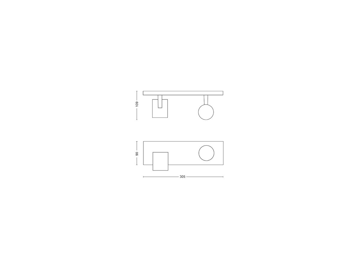 Spot Philips RUNNER GU10 2×20W 305×90mm schwarz